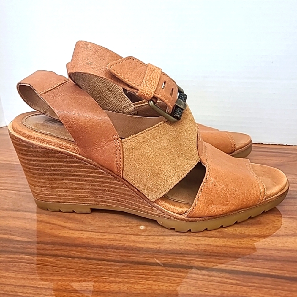 Sorel After Hours Genuine Leather/Suede Women's Sandals Size 8.5 Camel Brown